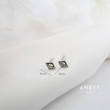 Rhombus Silver CZ Stud Earrings