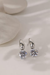 Thea Solitaire Drop Earrings Silver – Waterproof Stainless Steel