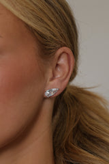 Adamas Pear 4 Carat Stud Silver Earrings – Sterling Silver