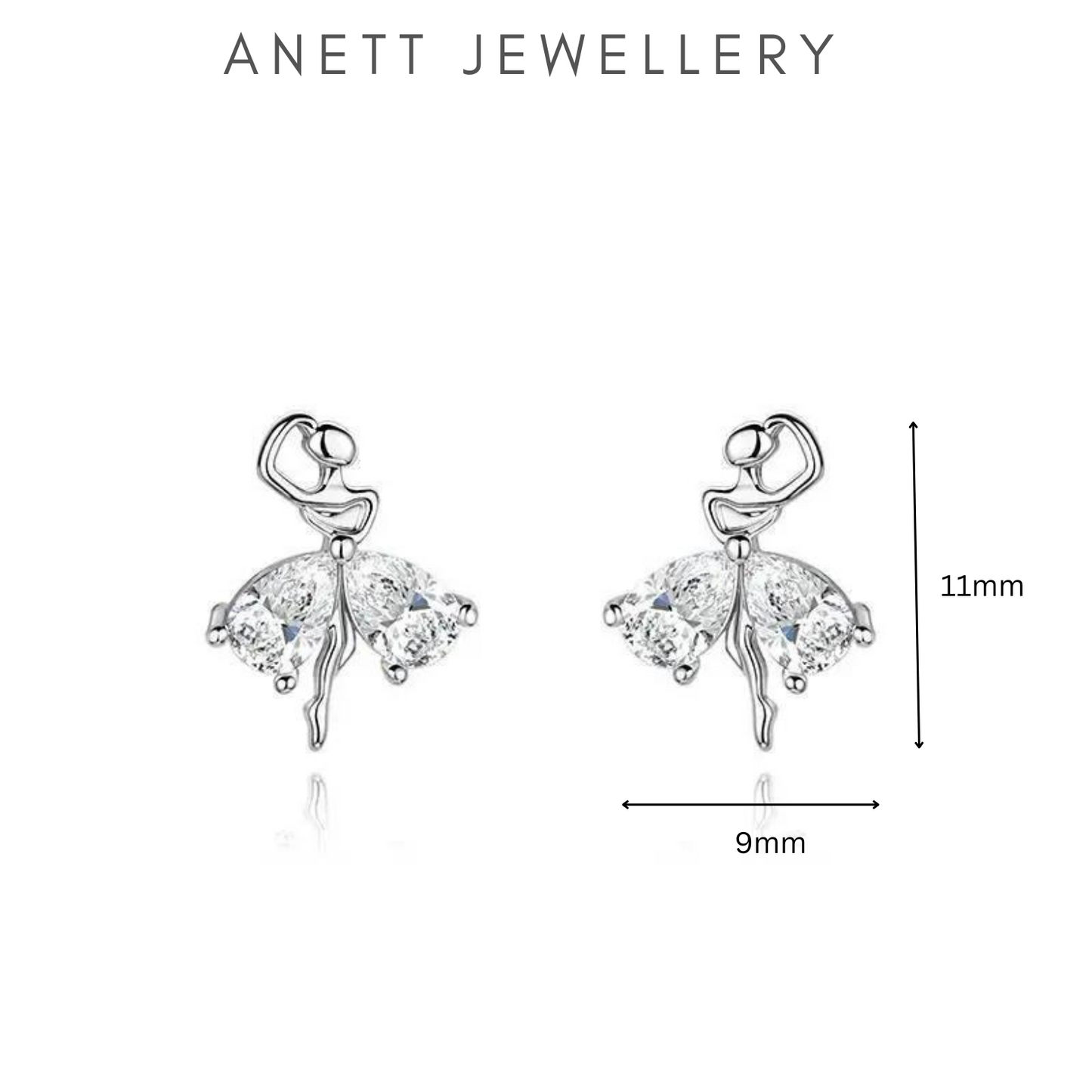 Ballerina Stud Earrings in Sterling Silver