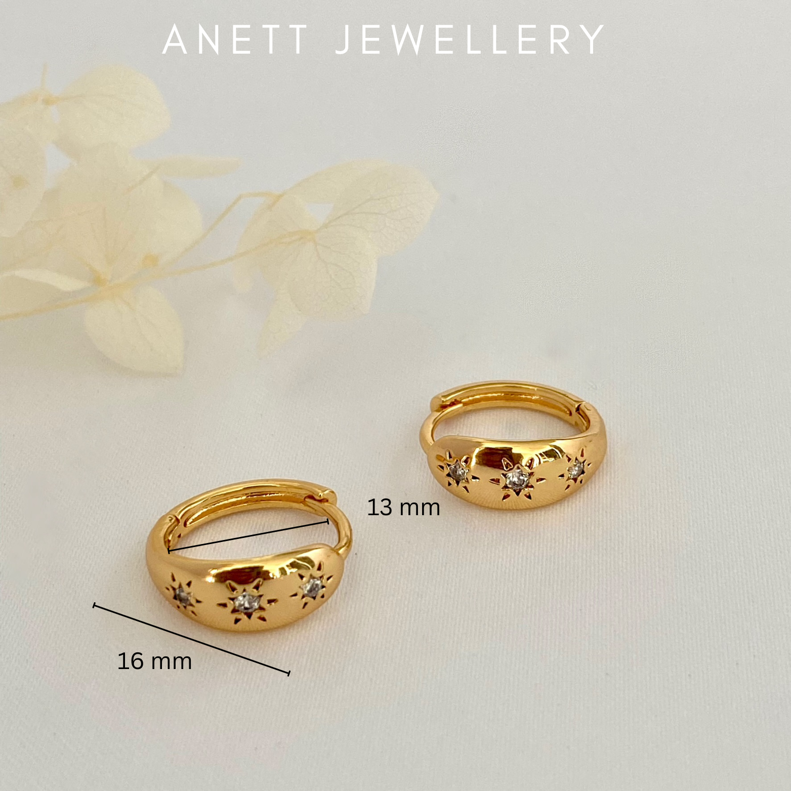 Starburst Gold Huggie Earrings Small