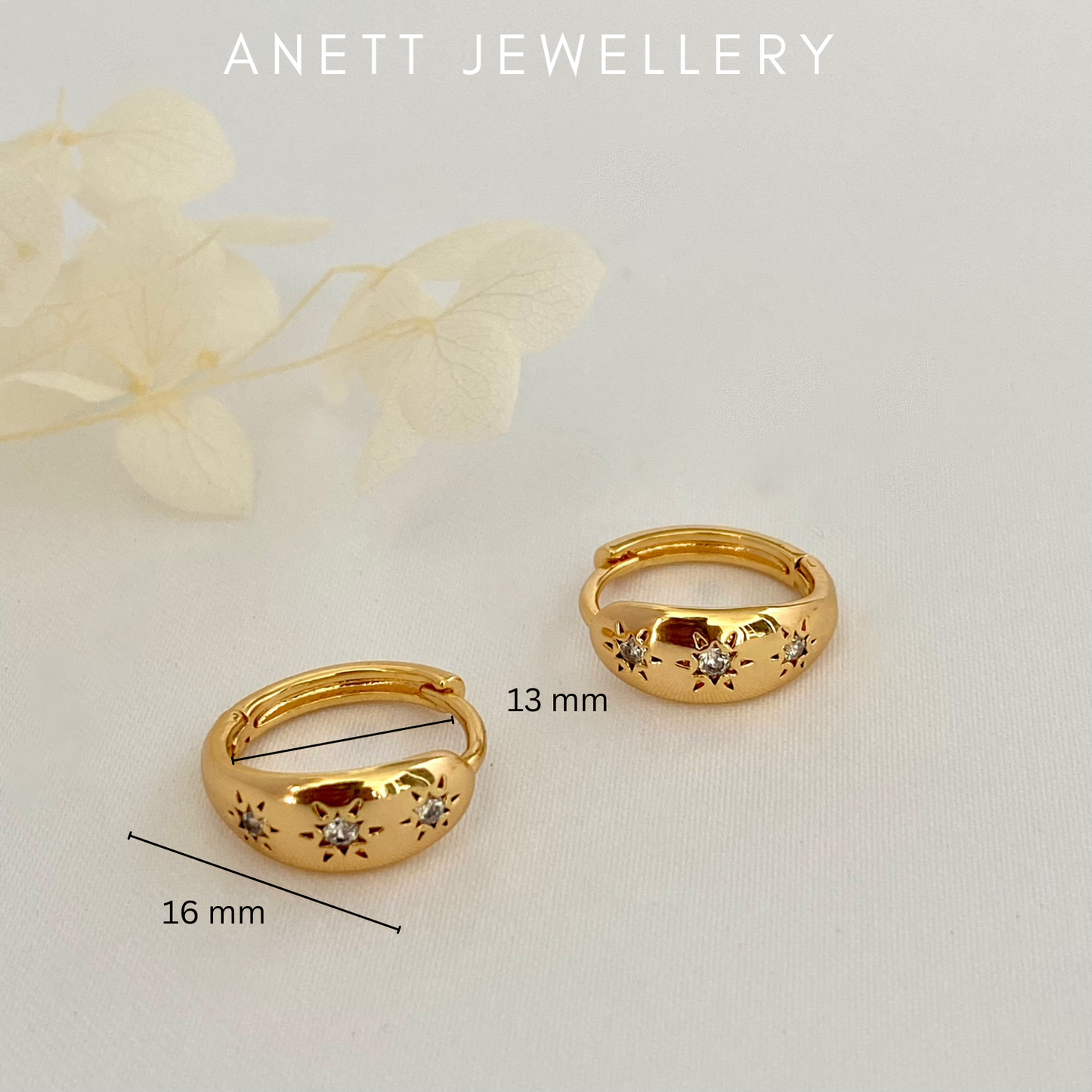 Starburst Gold Huggie Earrings Small – ANETT