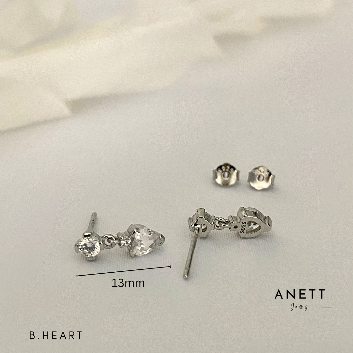 Tiny CZ Dangle Droplet Stud Earrings in Sterling Silver