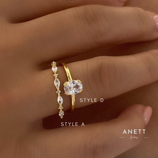 Dainty Diamond Solitaire Stacking Gold Rings
