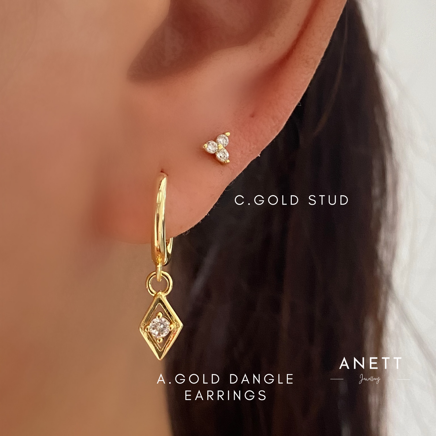 Stud and dangle earring set deals