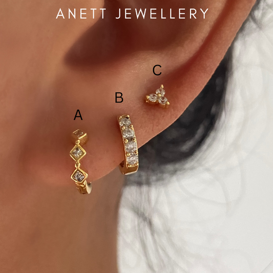 Gold Diamond Huggie Earring Sets