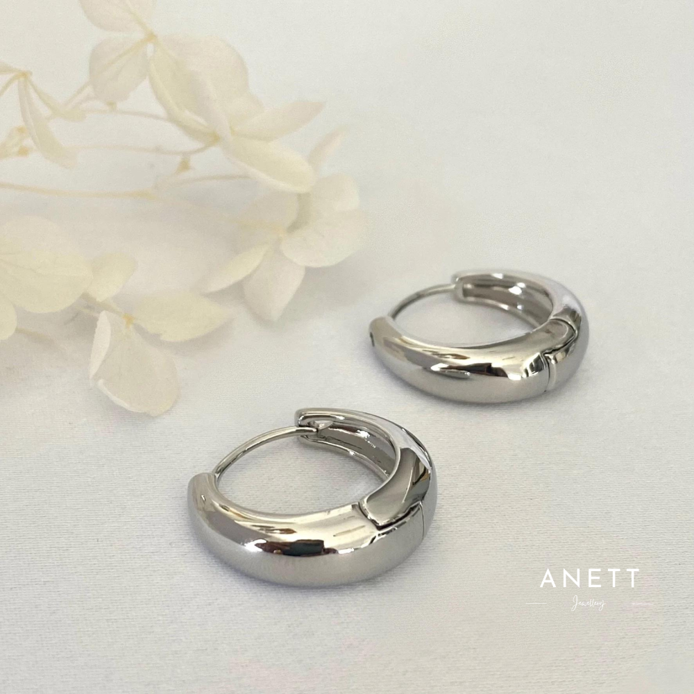 Lucy Teardrop Silver Hoop Earring Stacks A. Silver Hoop Medium 20mm