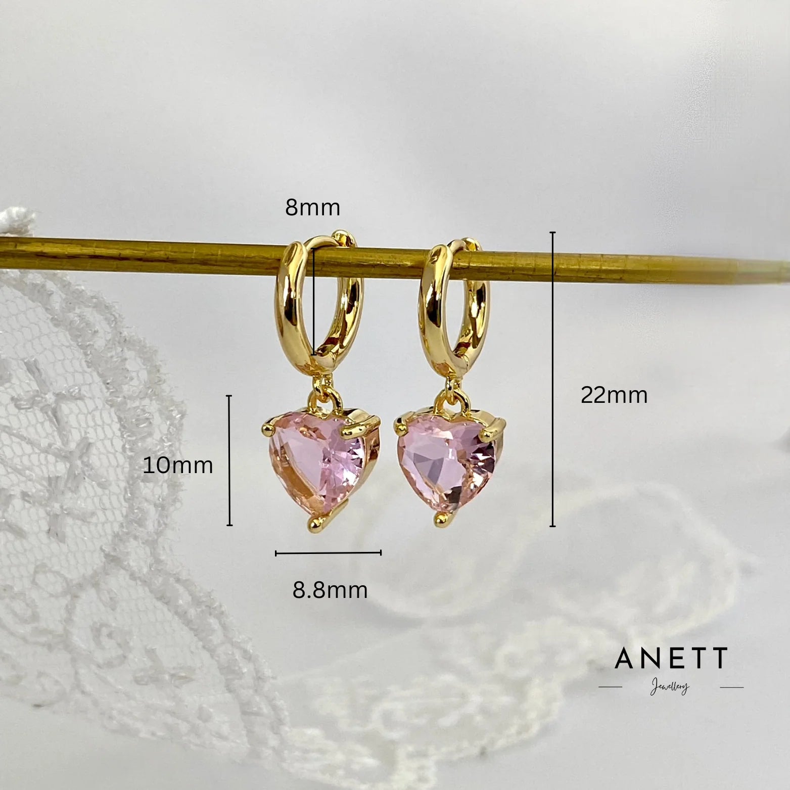 CZ Love Heart Dangle Drop Earrings