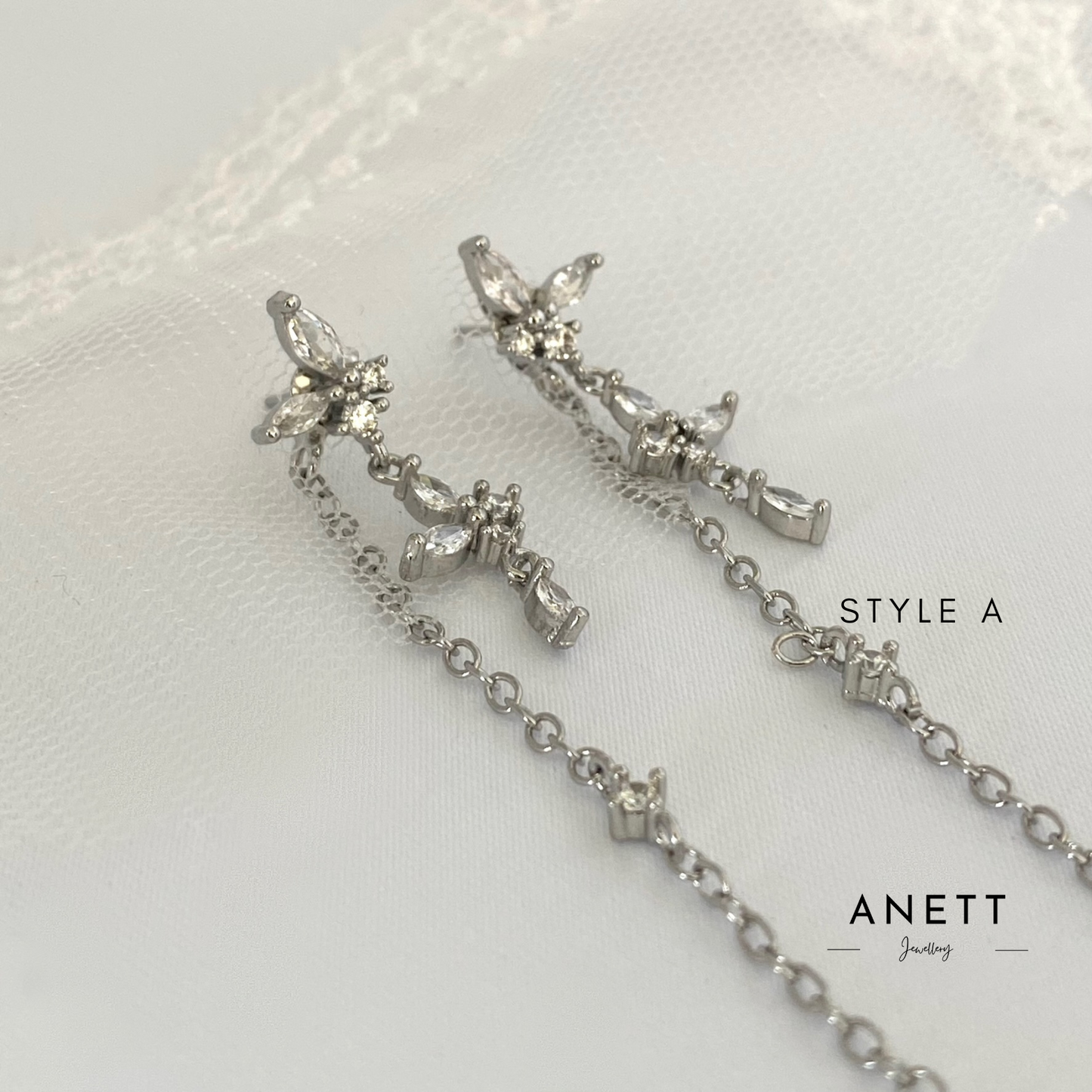 Silver Chain Long Tassel Earrings Style A
