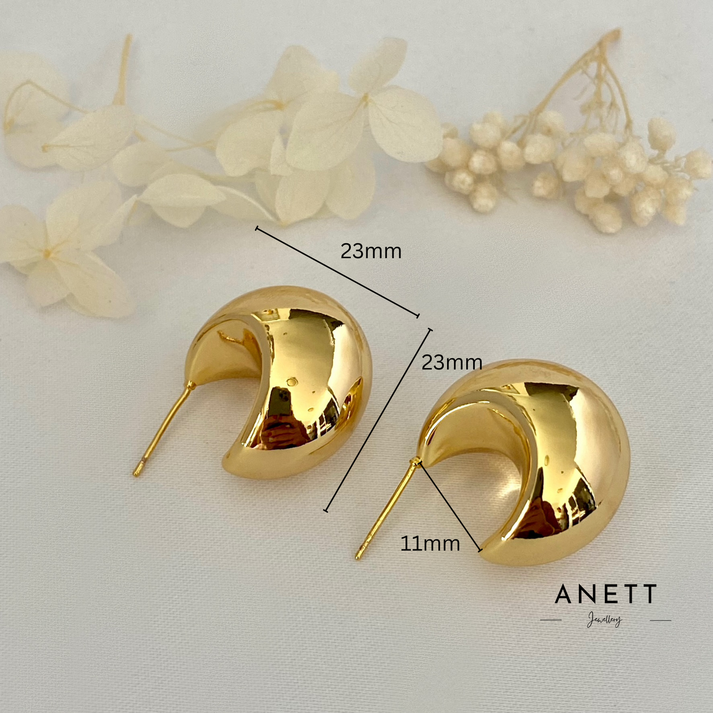Chunky Gold Round Dome Stud Earrings