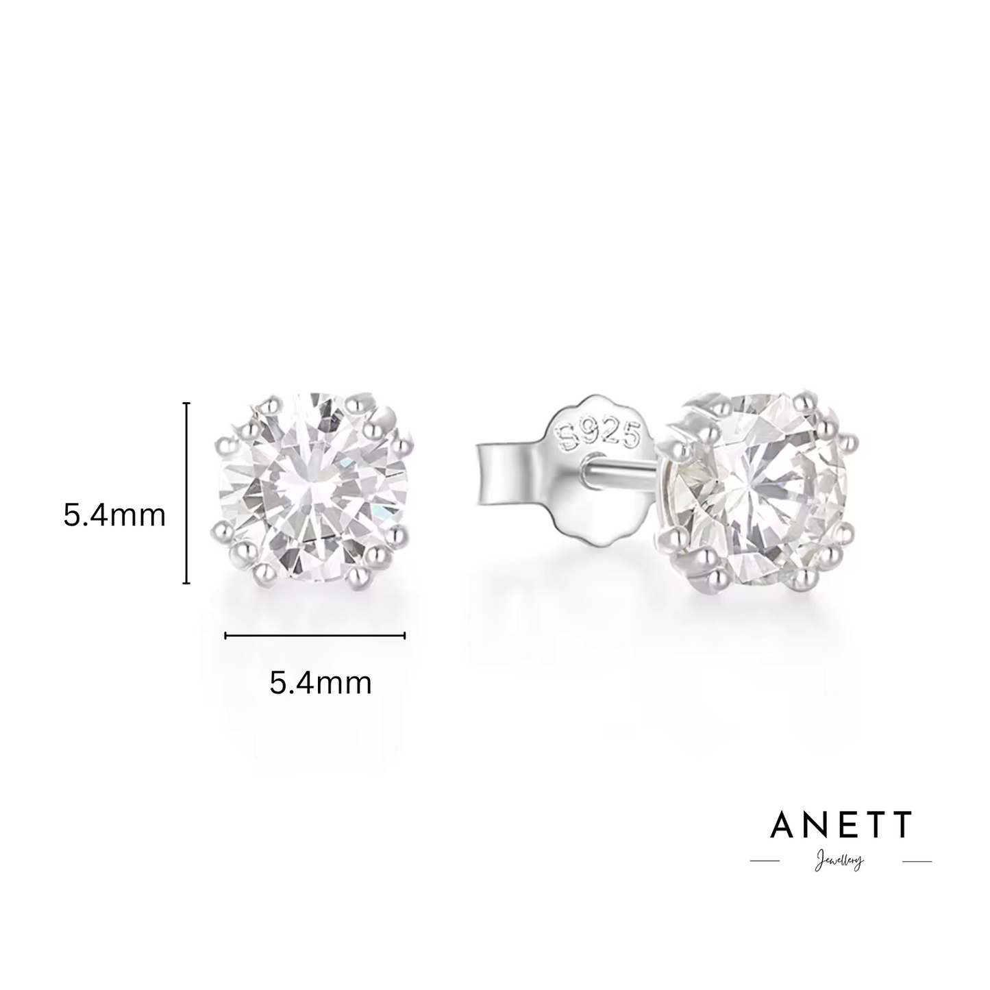 Multi Prong Diamond Cubic Stud Earring SILVER