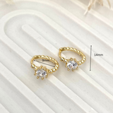 Solitaire Diamond cz Gold Earring 925 Sterling Silver