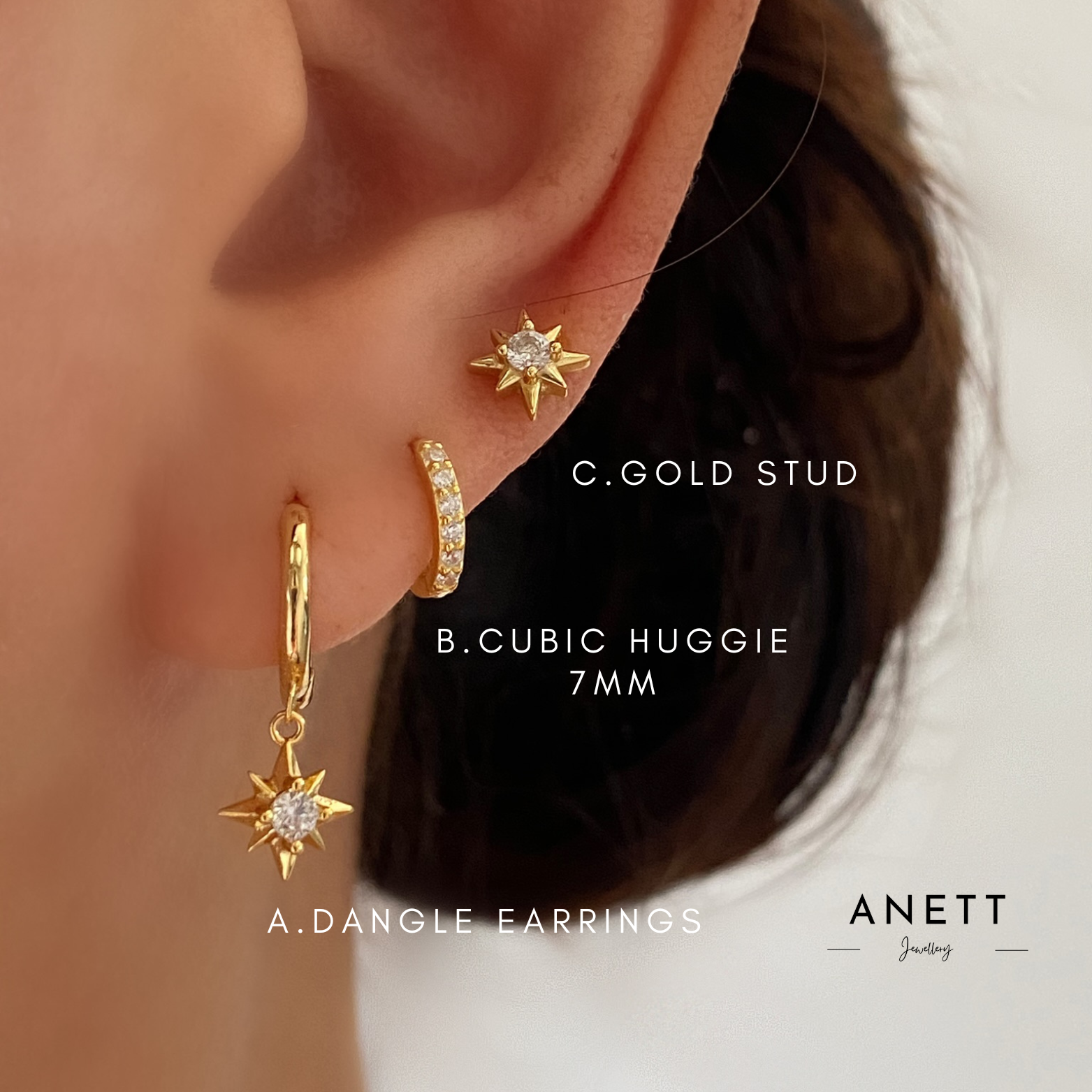 Dainty gold online studs