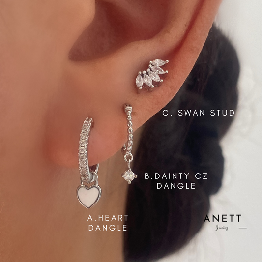 Dainty Silver Dangle Earring Set