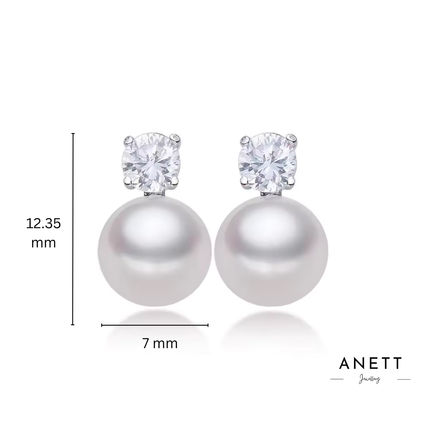 925 Sterling Silver Pearl CZ Stud Earrings