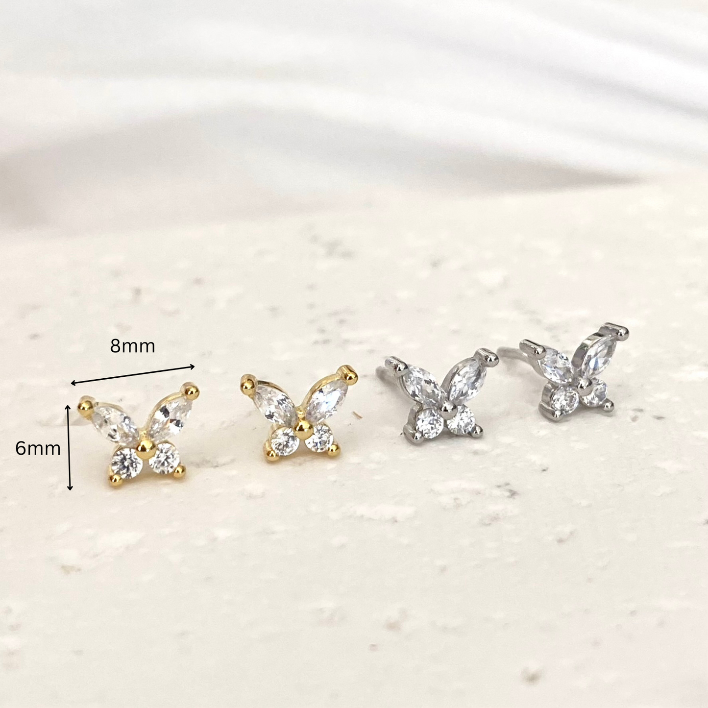 Butterfly Silver Stud earrings 925 sterling silver