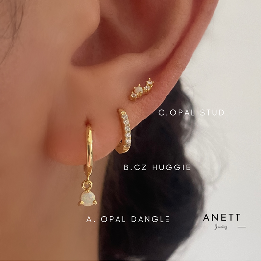 Dainty Opal Dangle Earring Set GOLD