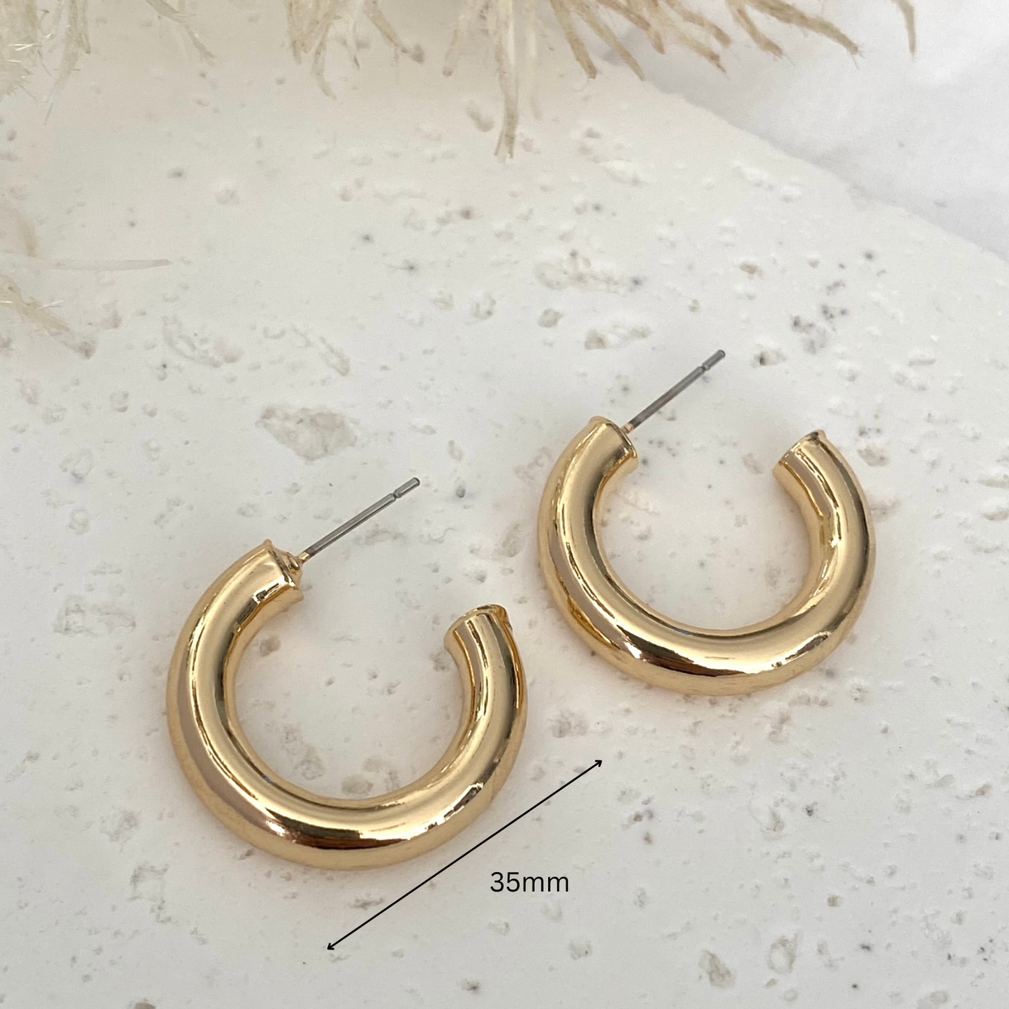 Classic Gold C Hoop Earrings 25mm 35mm 45mm