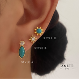 Turquoise Stud Gold Earrings