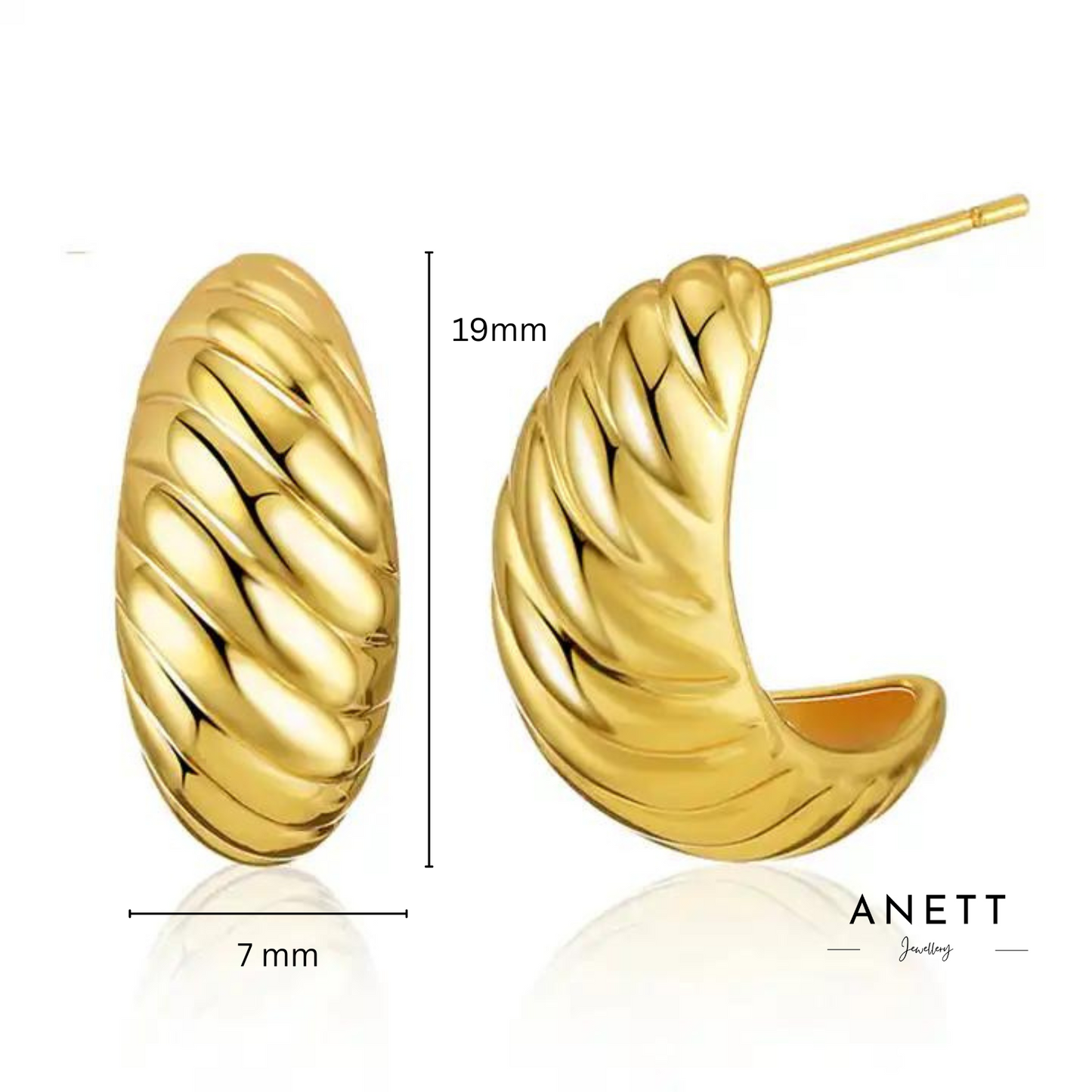 Croissant C-Shaped Gold Earrings