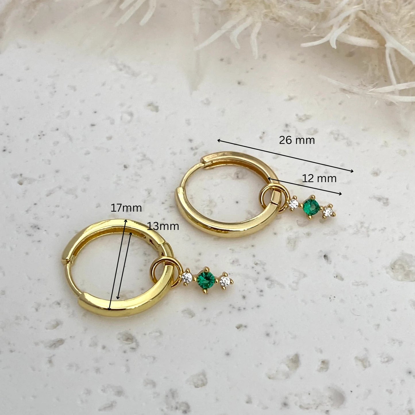 Green Dangle Earrings, 925 Sterling Silver, Emerald Green charm