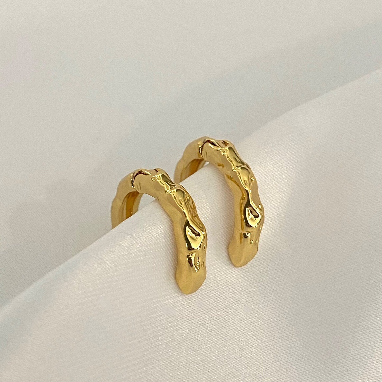 Hammered Gold Hoop Earrings
