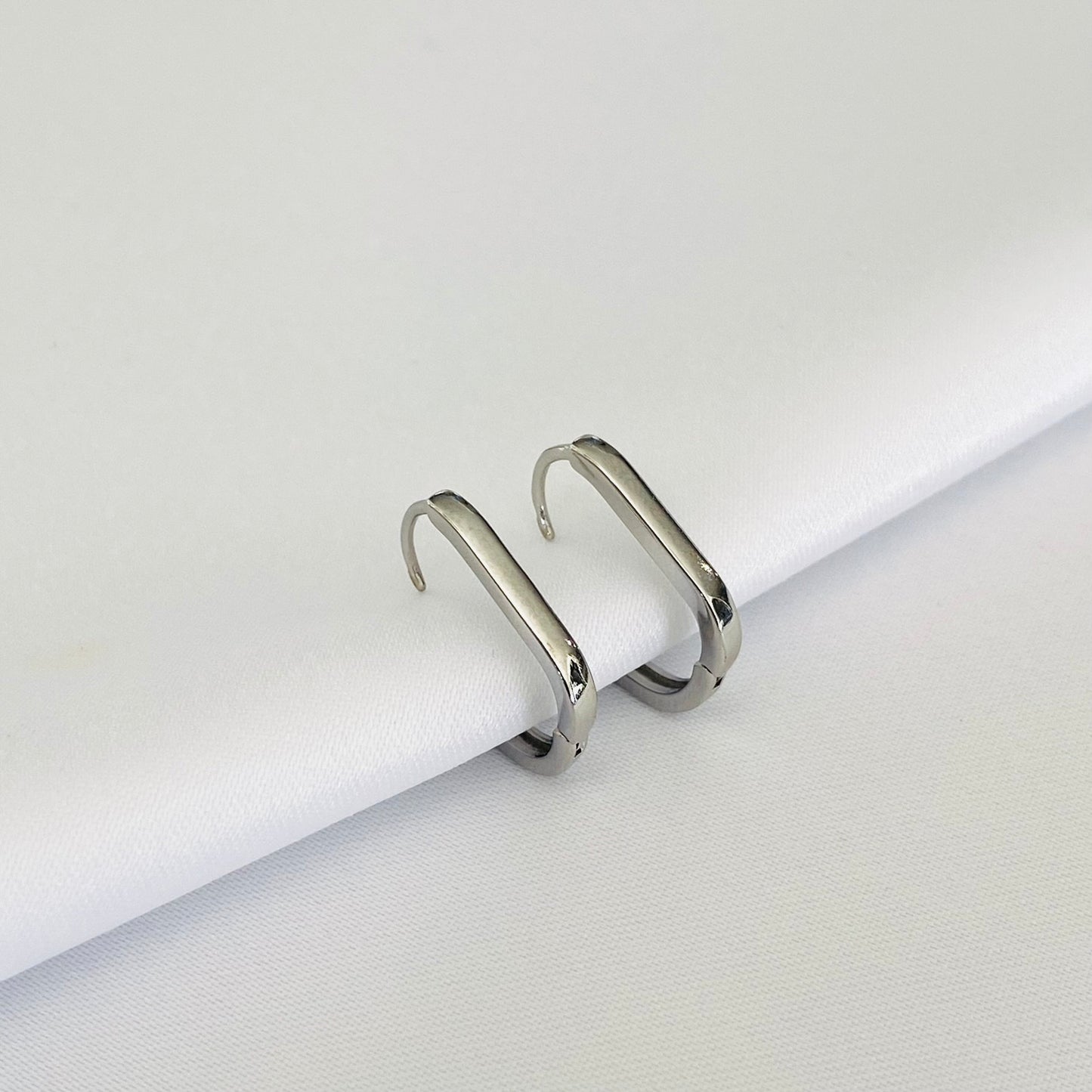 925 Sterling Silver Rectangle Gold/Silver Hoops