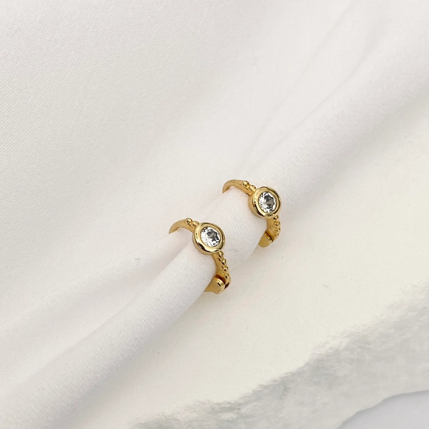 Gold Hoop Earrings with Cubic accents