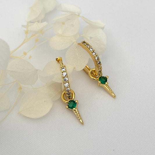 Emerald cz dangly drop Earrings