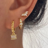 Gold Chain Hoop Cubic Cangly Earrings