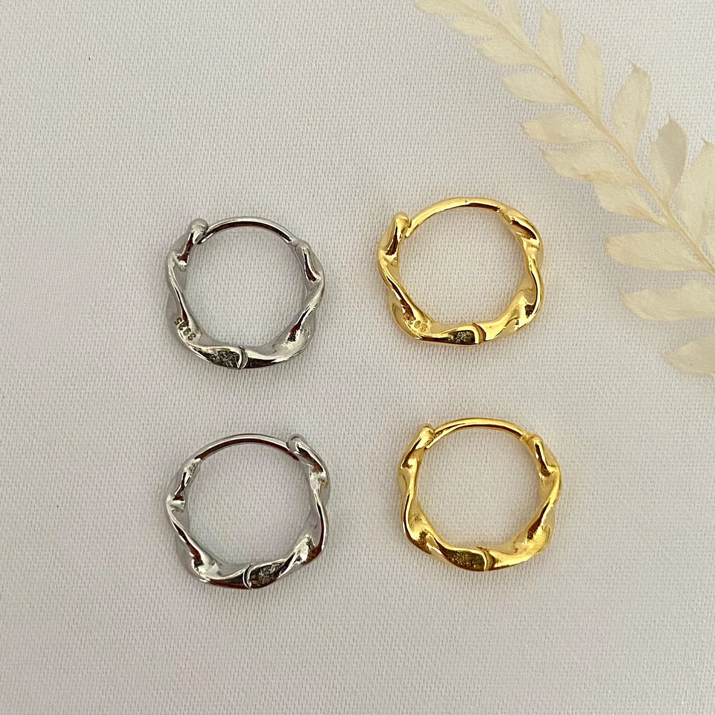 Sterling Silver Twisted Hoops Gold