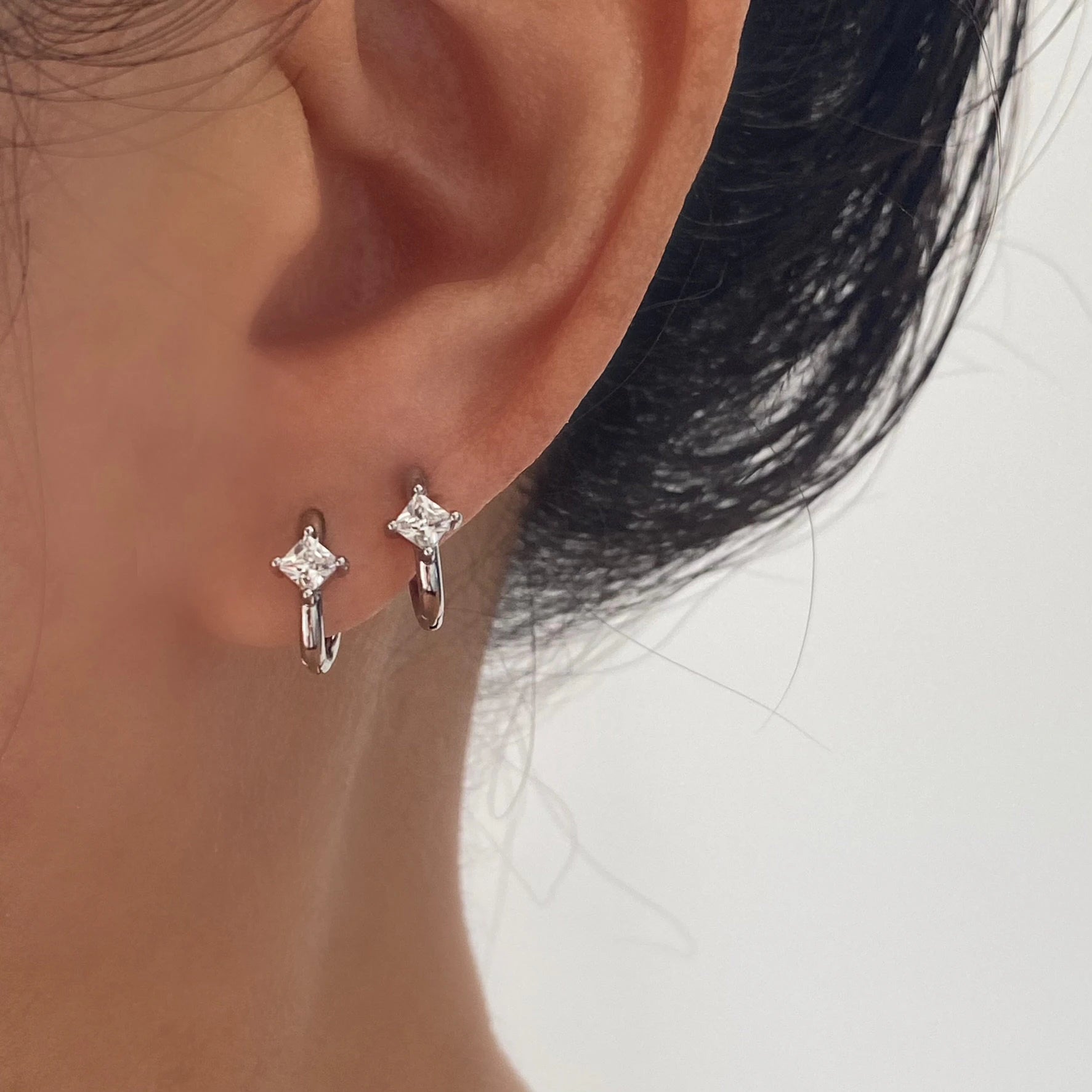 Diamond Princess SILVER Huggie Hoop Earrings – ANETT