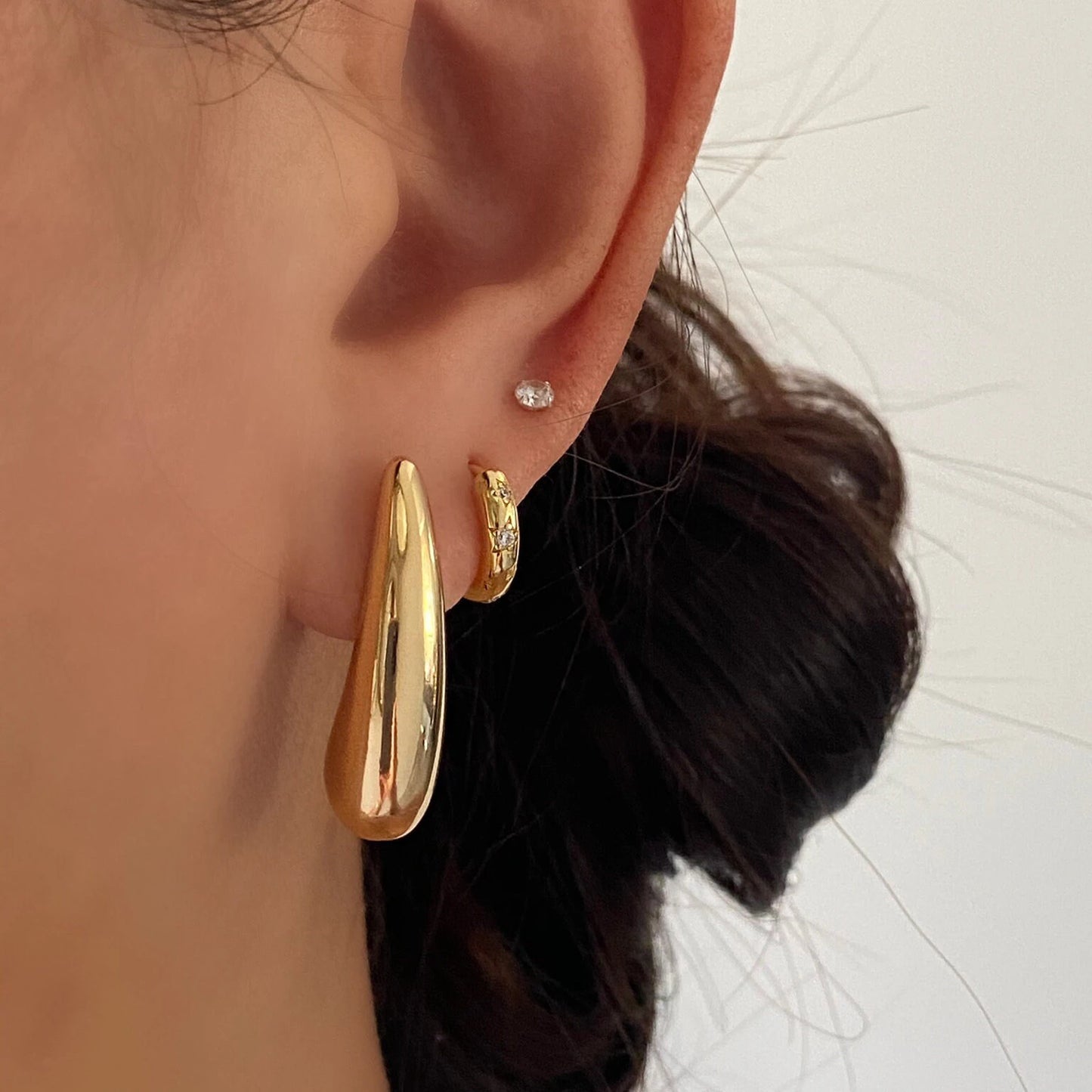 Long Waterdrop Gold Earrings