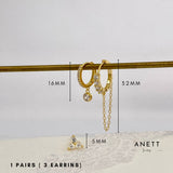 Gold Chain Dangle 3 Pieces Set