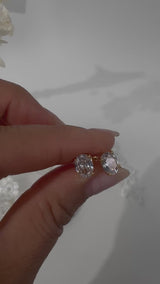 Adamas 1.25 carat oval cubic zirconia stud earrings in 18k gold-plated sterling silver