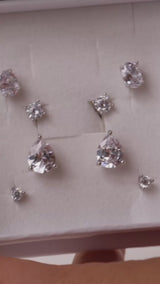 Adamas 3 carat pear drop ear jacket earrings in rhodium-plated 925 sterling silver