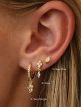Sara Marquise Dangle Gold Earrings - Sterling Silver