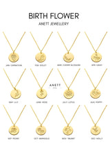 Birth Flower Pendant Gold Necklace - Stainless Steel
