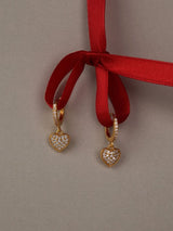 dazzling heart dangle gold earrings Valentine's day gift