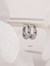 Chelsie Inlaid Star Silver Huggie Hoop Earrings- Sterling Silver