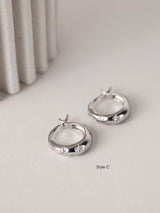 Chelsie Inlaid Star Silver Huggie Hoop Earrings- Sterling Silver