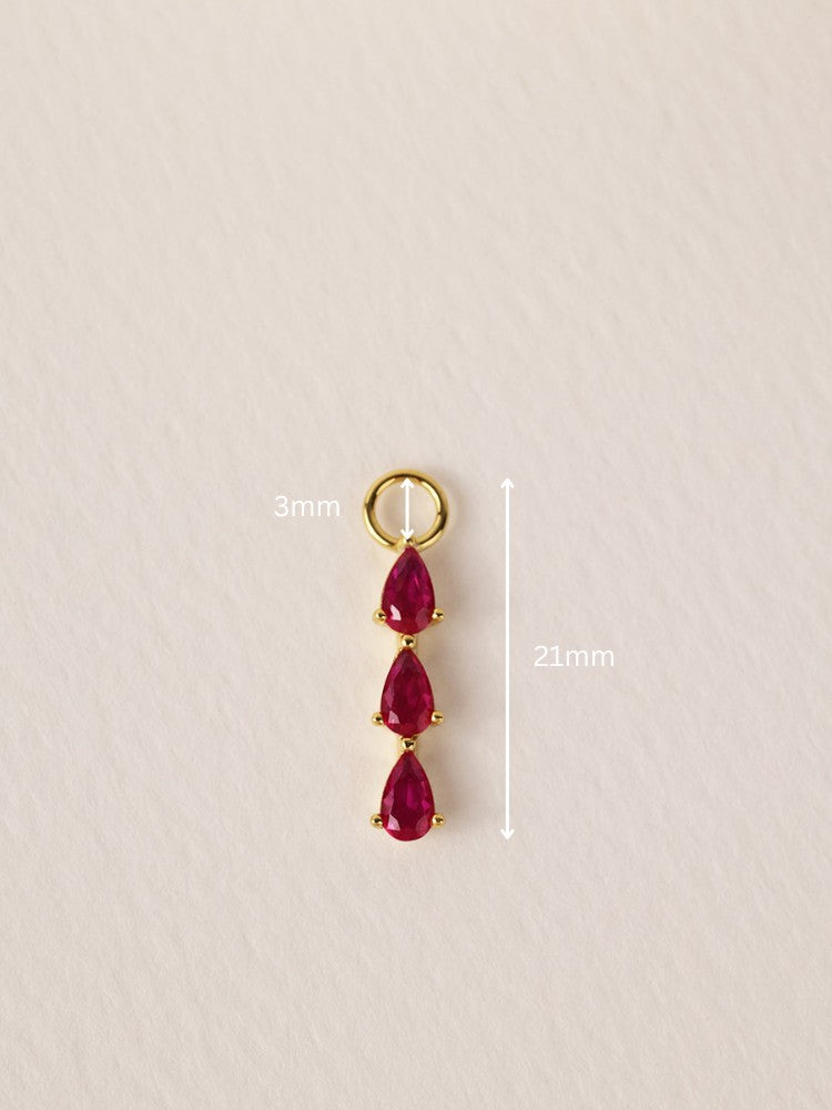Charm Only- 3 Teardrop Gold- Sterling Silver