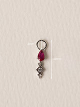 Teardrop gemstone charm in sterling silver with geometric gold accent — charm only.