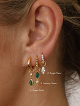 Green Teardrop Dangle Earrings Stack -Sterling Silver