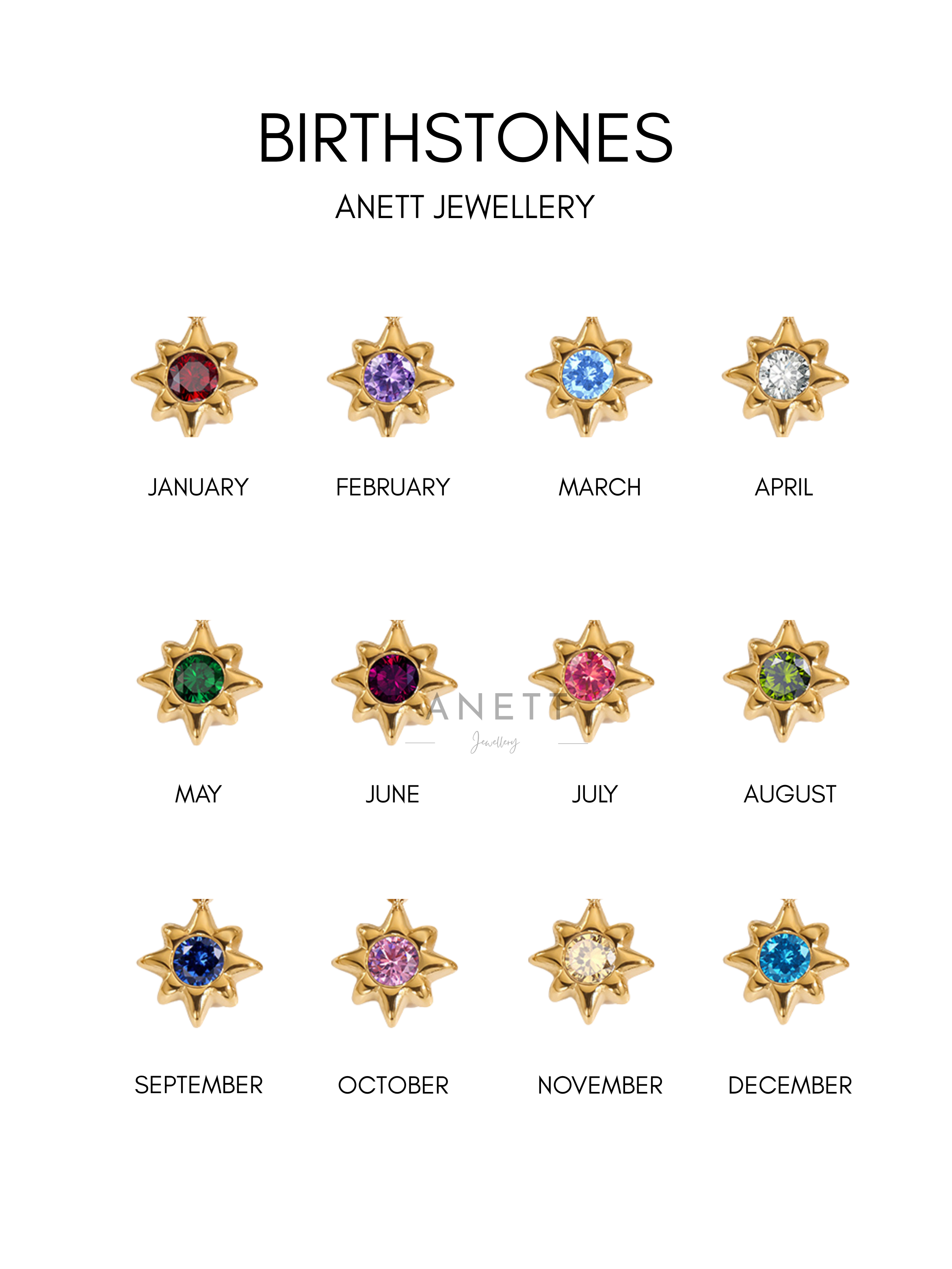 Amaya Initial and Birthstone Necklace- Stainless Steel